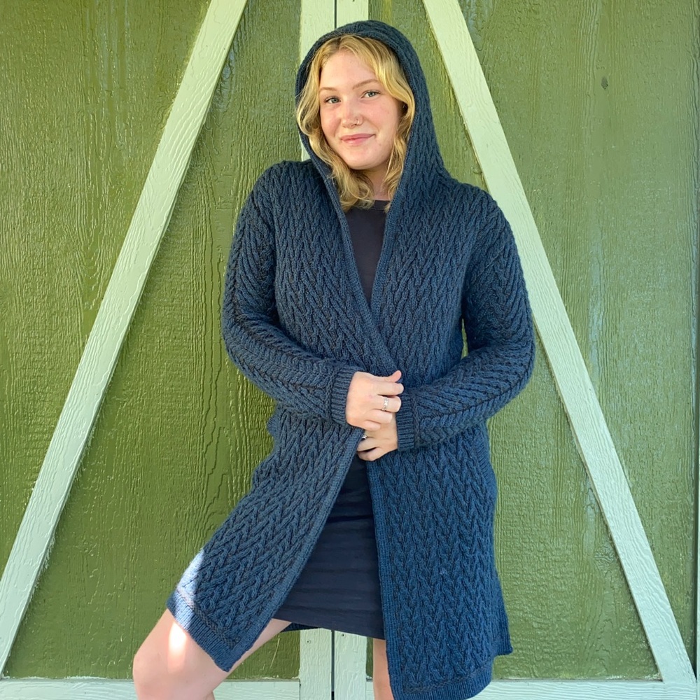 100% Merino wool Hooded Cardigan